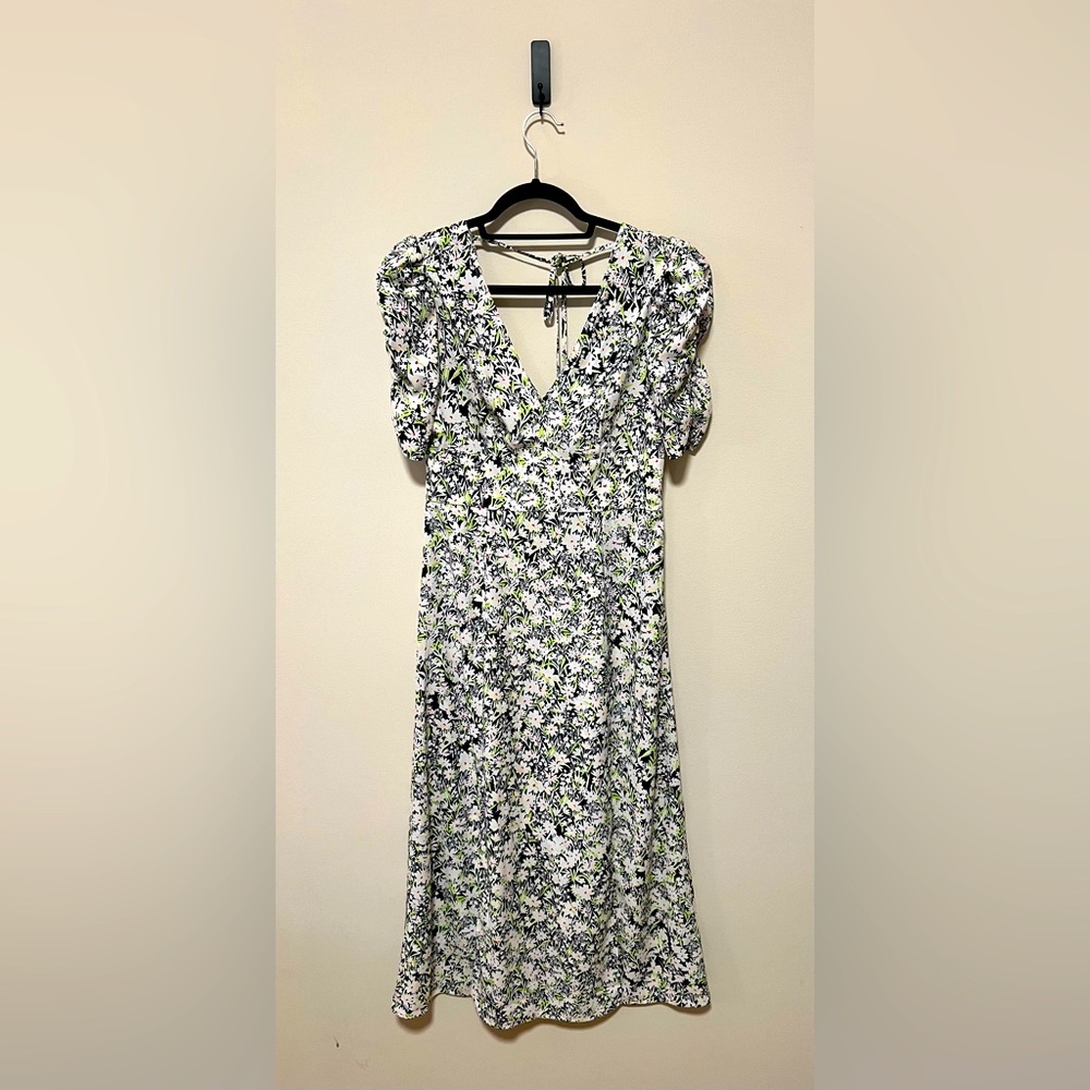TopShop floral print midi dress ruffled cap sleep - US 6, excellent condition